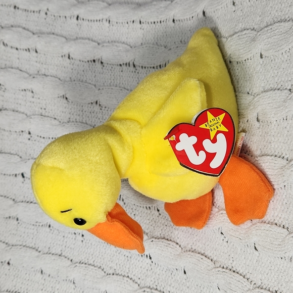 🕸Vintage Ty Beanie Baby Original Quackers The Duck P.V.C. PELLETS 1993 - Picture 2 of 11